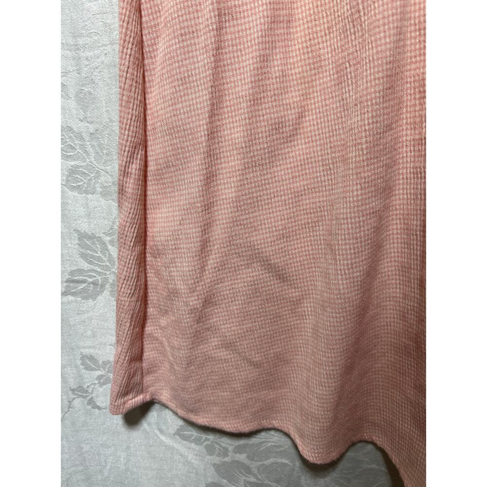 Vintage Midi Shirt Dress 10 Pink Gingham Embroidered Sleeveless Pockets Prairie - Picture 2 of 10
